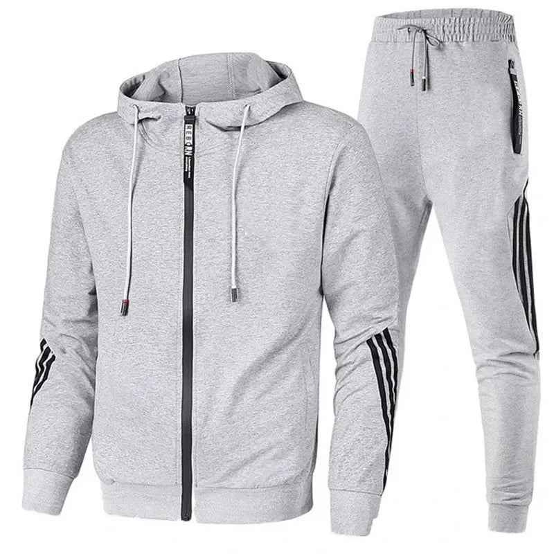 Spring Autumn Men's Sport Casual Trendy Sweatshirt Hooded Zippered Sweatshirt Pants Sport Suit Oversized Comfort Streetwear.
