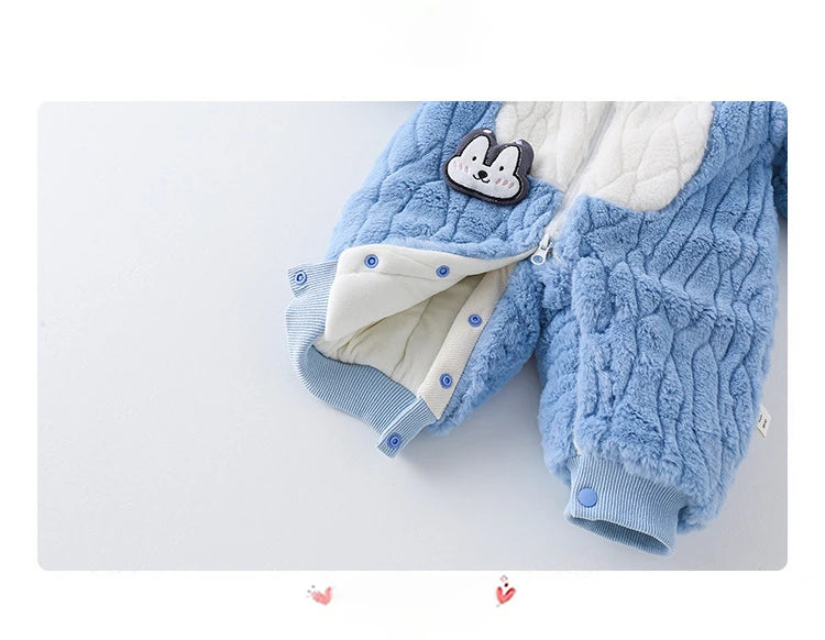 MINISO Stitch Winter Baby Verdickte Gepolsterte Baumwolle Kletterkleidung Niedlicher Säuglingsbodysuit Warmes Ausgehen Outfit Kawaii 0-1 Jahre.