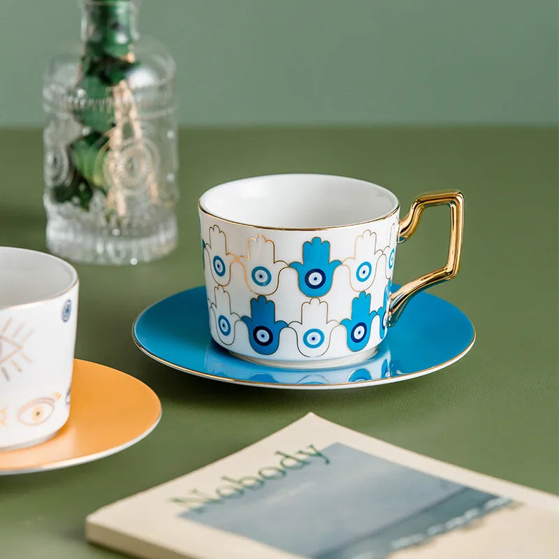 Blue Eye Ceramic Coffee cup European Fashion Coffee cup Dish Set Home Afternoon Tea Tea Cup tea cups and saucer sets  coffee cup.