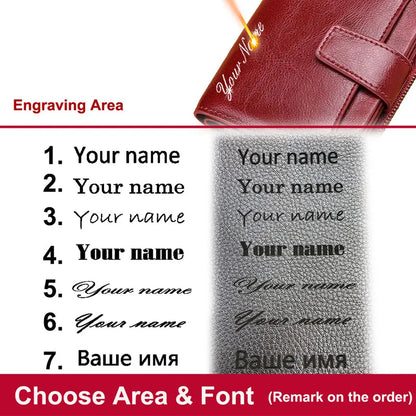 2024 New Short Women Wallets Genuine Leather Zipper Coin Pocket Women Purse Name Engraved Quality Card Holder Kpop Female Wallet.