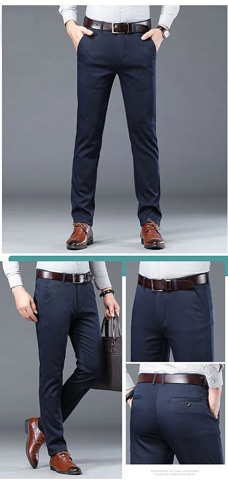Summer Thin Men's Slim Suit Pants Fashion Business Casual Cotton Green Black Khaki Trousers Male Brand Clothing 30-40.