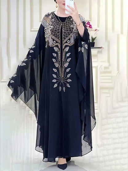 Chiffon Boubou Muslim Fashion Abaya 2-teiliges Set Dubai Türkei Maxikleid Musulman Ensembles Kaftan Marocain Islamische Kleidung.