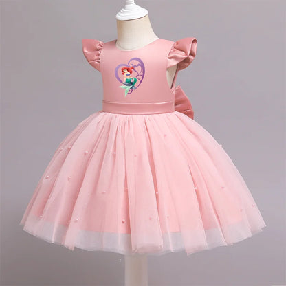 Die kleine Meerjungfrau elegante Prinzessin Spitze Kleid Kinder kleider für Mädchen Vintage Kinder Geburtstags feier Kleider Weihnachts kleidung.