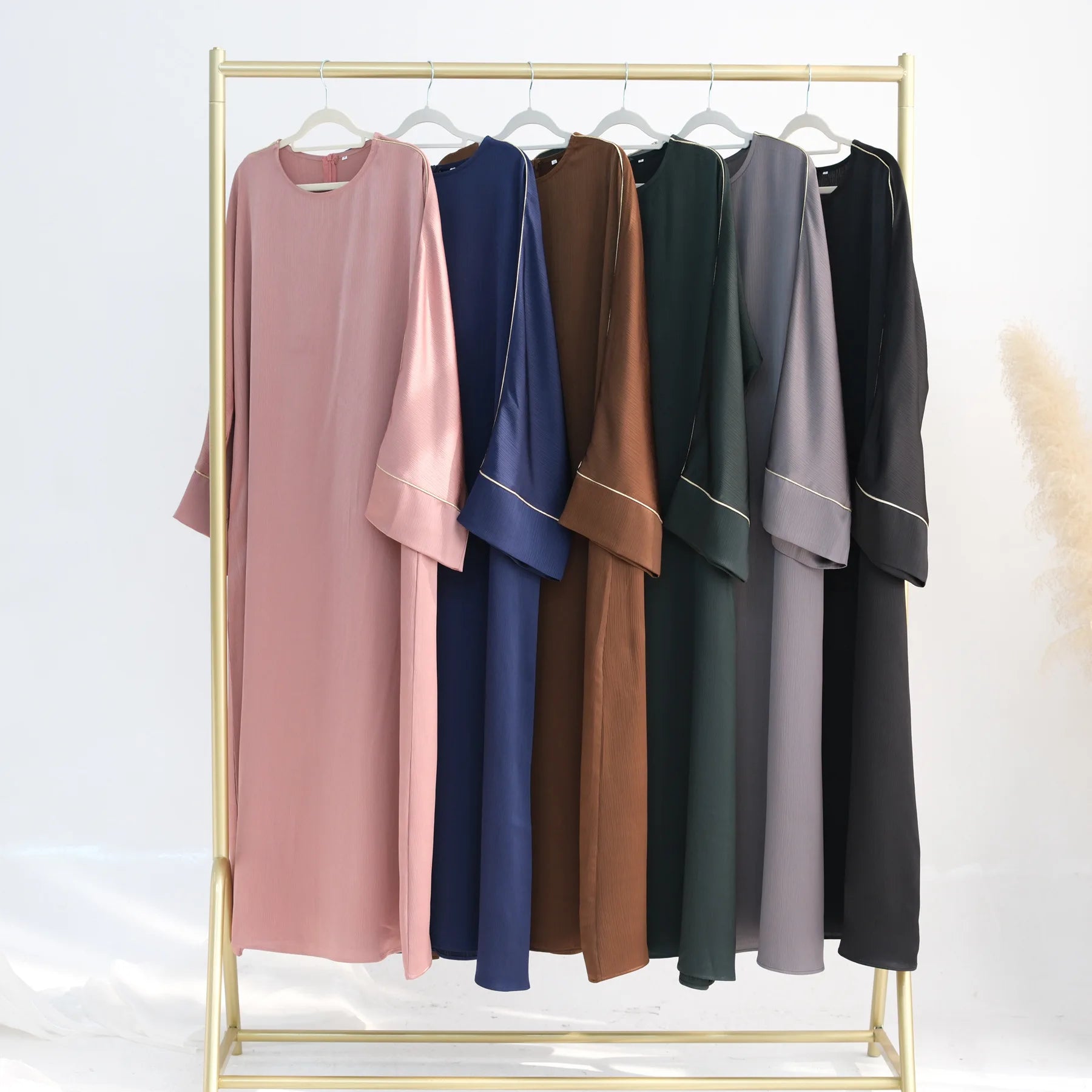 Ramadan Satin Abaya Damen Dubai Modest Dress Islam Muslim Kaftan black abayas For Women Kebaya Vestidos Robe Femme Musulmane.