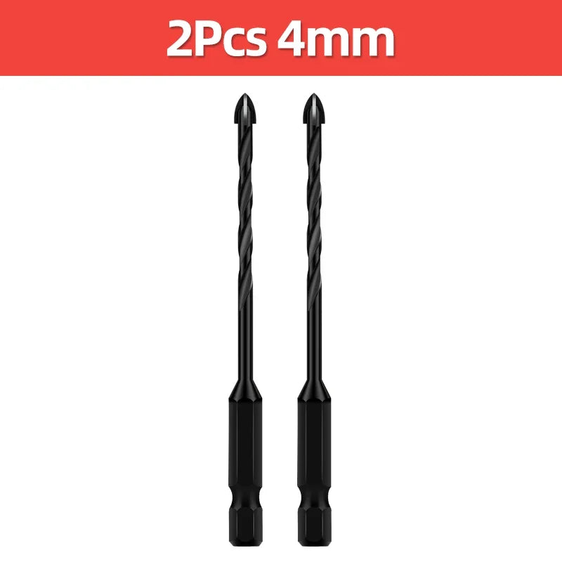 Kreuz-Sechskant-Fliesenbohrer für Glas, Beton, Keramikfliesen, Lochöffner, Tunstenkarbid, Hartmetall-Bits-Set, Werkzeuge, 3, 4, 5, 6, 8, 10, 12 mm