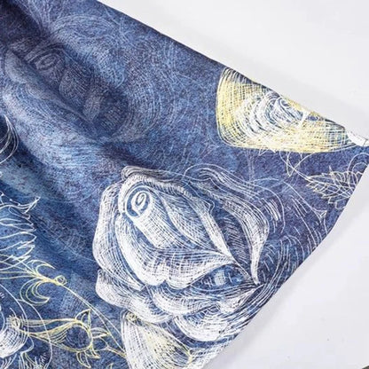 Blue Painting Vintage High Waist Ball Gown A-line Loose Women's Skirt Knee-Length Long Skirts For Women Clothing Fashion 2025.