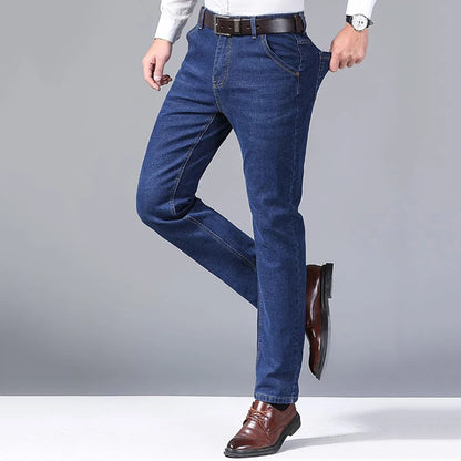 2024 Fashion Men Stretch Loose Straight Jeans Casual Elastic Slim Fit Denim Pants Male Brand Business Trousers Large size 38 40