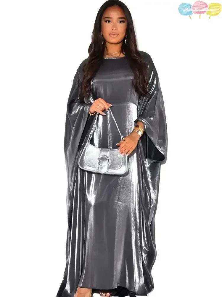 Summer Butterfly Batwing Satin Shiny Abaya Dubai Luxury 2024 Islam Muslim Maxi Kaftan Dress Kebaya Abayas for Women Vestidos.