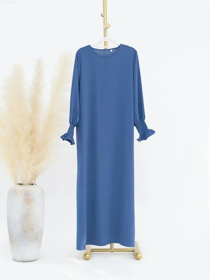 Eid Jersey Solid Modest Under Abaya Dubai 2024 Palestine Women Islamic Clothing Muslim Kaftan Inner Dresses Robe Femme Musulmane