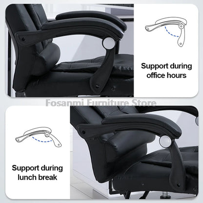 Dicker Boss-Bürostuhl mit hoher Rückenlehne und Armlehnen, Leder-Computer-Drehstuhl, ergonomische Liege-Gamer-Schreibtischstühle für Zuhause