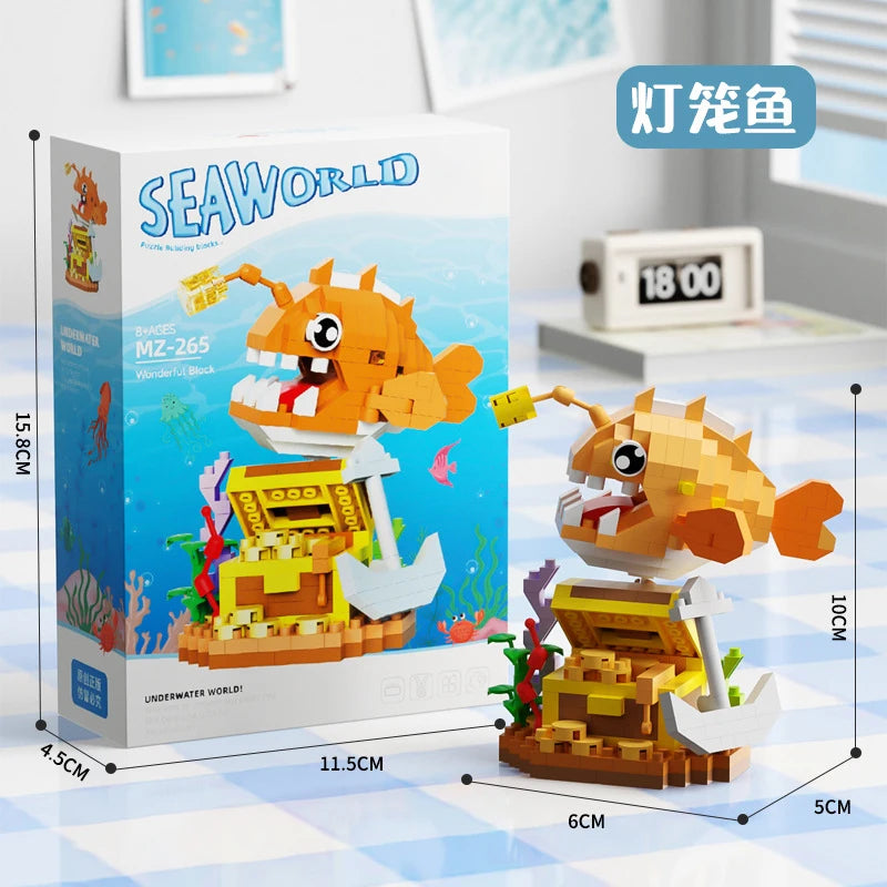 Marine Animals Micro Particle Building Blocks Toys for Children 6 to 10 Years Animal Diy Assembled Toys Puzzle Games Child Gifts.