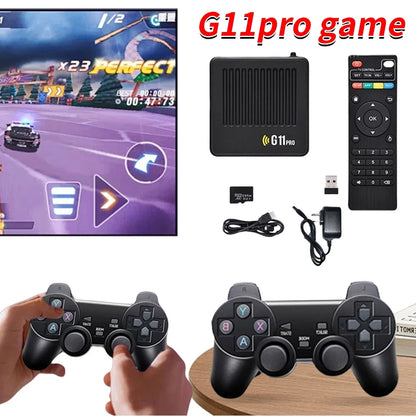 G11 Pro Retro Game Box Built in 10000+ Retro Games Plug and Play 4K HDMI-Compatible Output with 2.4G Wireless Dual Controllers.
