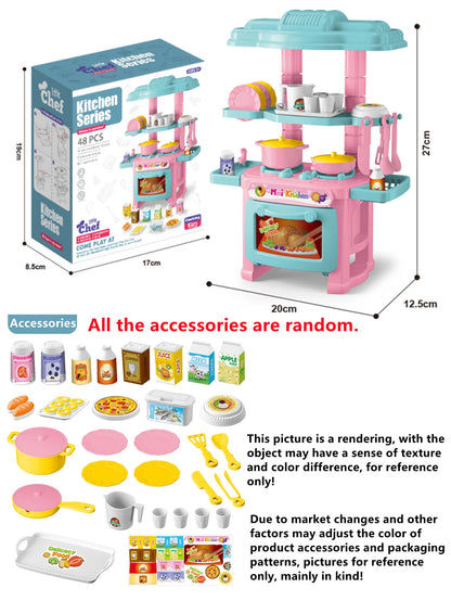 Kitchen Playset Toys, 2 Color Random Play Food Set Accessories Play Sink & Oven, Toddler Kitchen Mini Cutting for Boys and Girls.