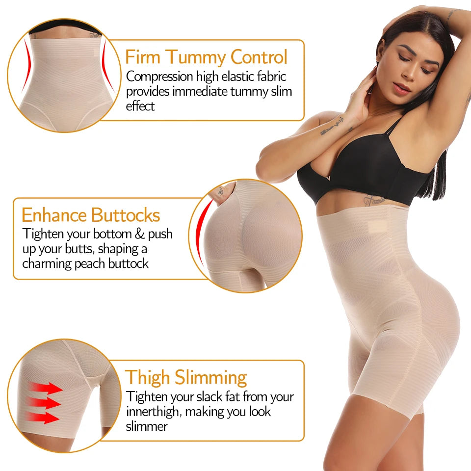 Women Body Shaper High Waisted Trainer Tummy Control Panties Butt Lifter Slimming Underwear Waist Cincher Shapewear Shorts.