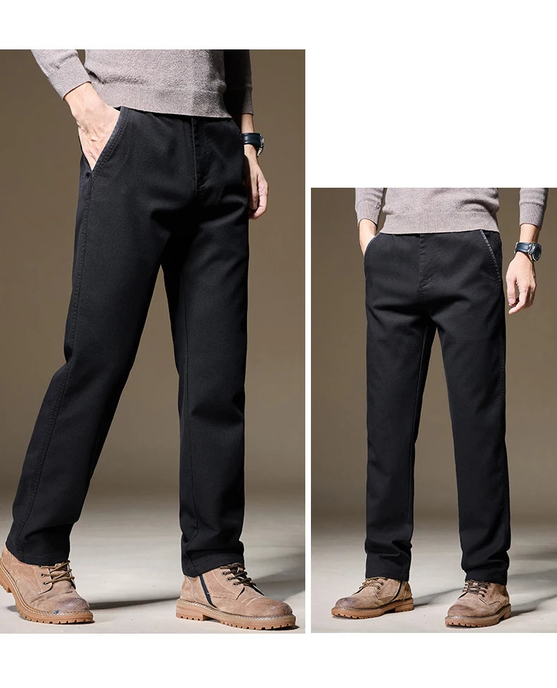 Autumn Winter High Quality Lyocell Fabric Casual Pants Men Solid color Business Fashion Straight Chinos Gray Brand Trousers Male.