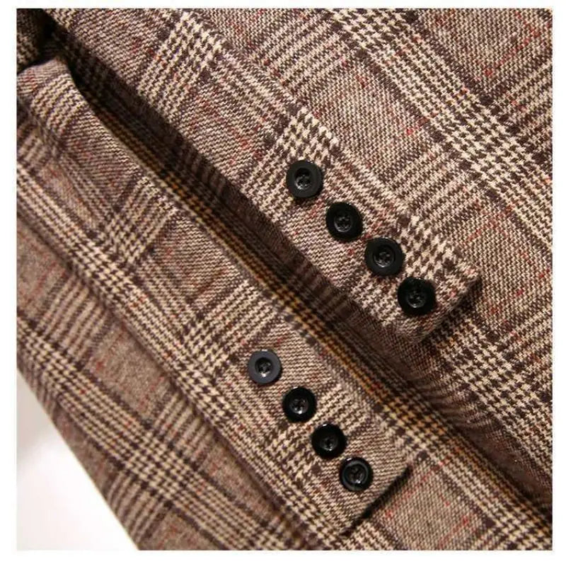 Khaki Plaid Vintage A-line High Waist Lace Up Buttons Loose Women's Skirt Mid-Calf Long Skirts For Women Clothing Fashion 2024.