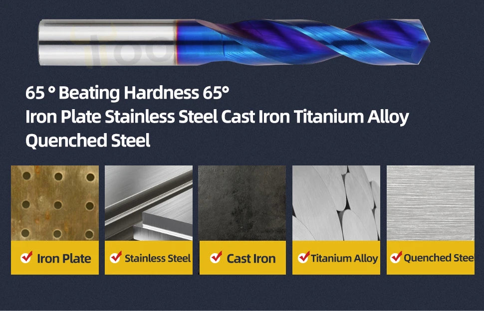 TOOLEYE Hartmetallbohrer Hartmetallbohrer Wolframstahl Spiralbohrer für Metallbearbeitung CNC-Drehmaschine Bohrwerkzeuge 1,0–20,0 mm