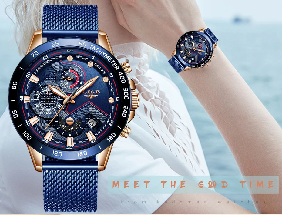 LIGE New Rose Gold Women Watch Top Brand Luxury Watch Women Quartz Sport Women's Bracelet Watches Waterproof Relogios Feminino.