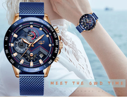 LIGE New Rose Gold Women Watch Top Brand Luxury Watch Women Quartz Sport Women's Bracelet Watches Waterproof Relogios Feminino.