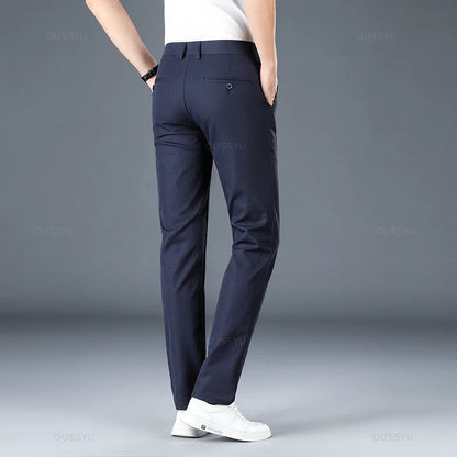 2025 Spring Autumn New Men's Straight Casual Pants Business Fashion Khaki Grey Red Black Solid Color Trousers Plus Size 38 40.