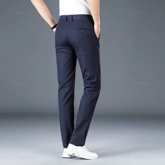 2025 Spring Autumn New Men's Straight Casual Pants Business Fashion Khaki Grey Red Black Solid Color Trousers Plus Size 38 40.