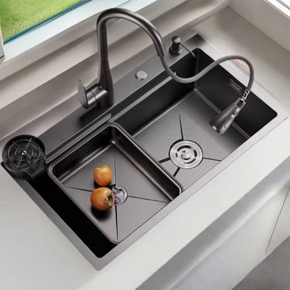 Stainless Steel Kitchen Sink Household Rice Grain Pattern Large Single Slot Wear Resistant Wash Dish Bowl Countertop Basin