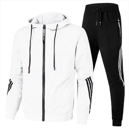 Spring Autumn Men's Sport Casual Trendy Sweatshirt Hooded Zippered Sweatshirt Pants Sport Suit Oversized Comfort Streetwear.