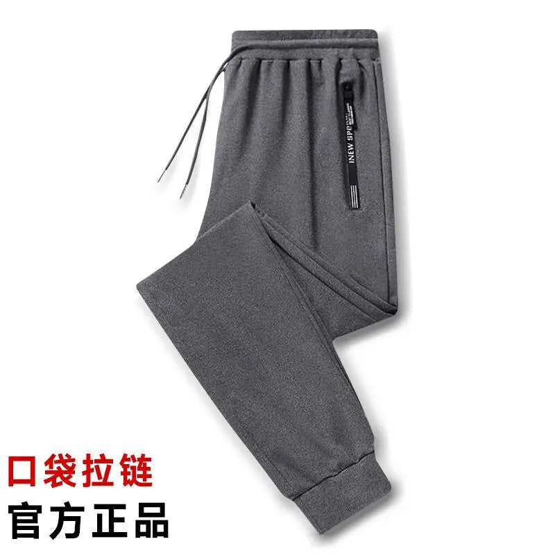 Autumn Winter Men's Loose-fit Casual Straight-leg Pants Fleece-lined Thickened Bunded Feet Sweatpants Trendy Male Style