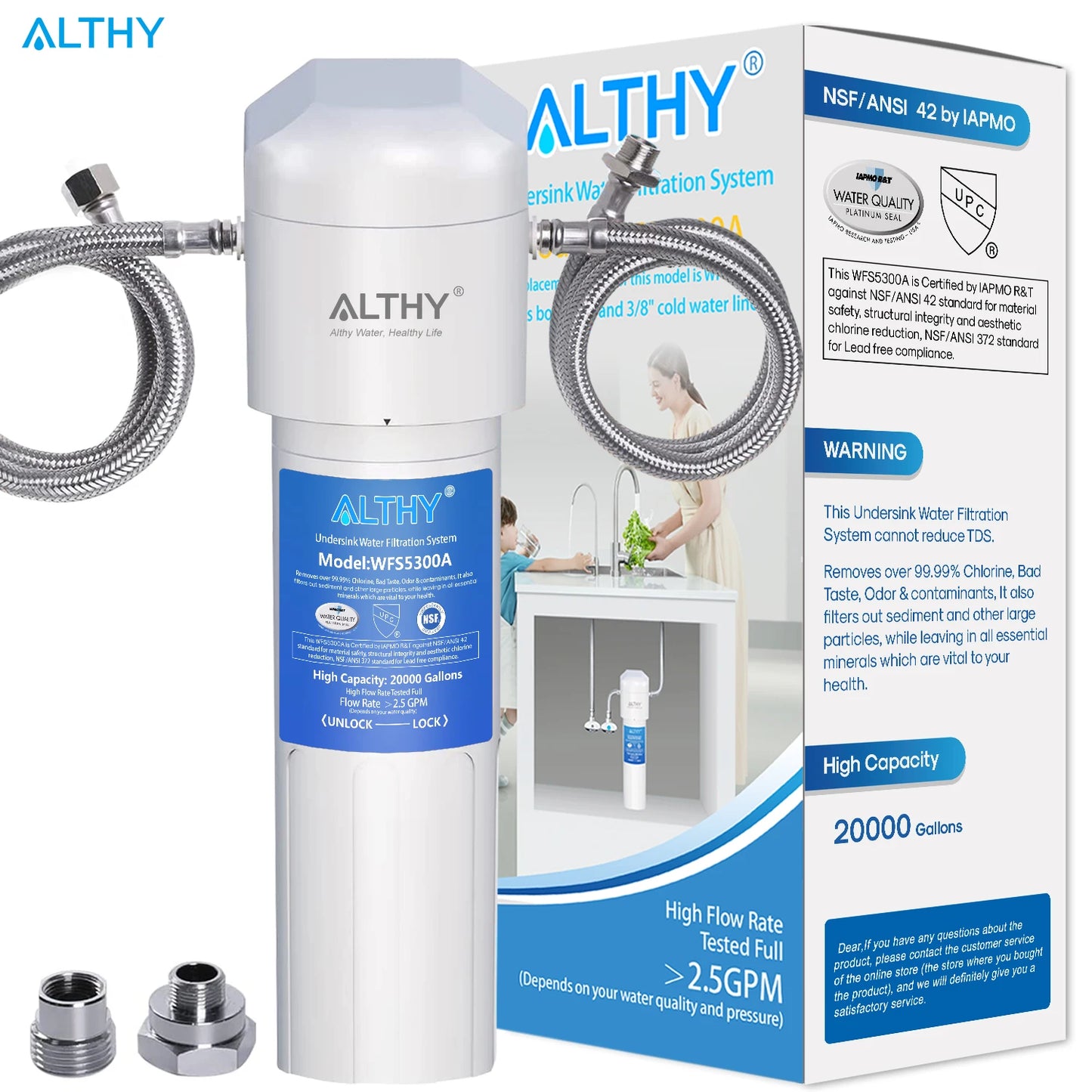 ALTHY Under Sink Drinking Water Filter Purifier -NSF/ANSI Certified Direct Connect Under Counter Drink Water Filtration System.