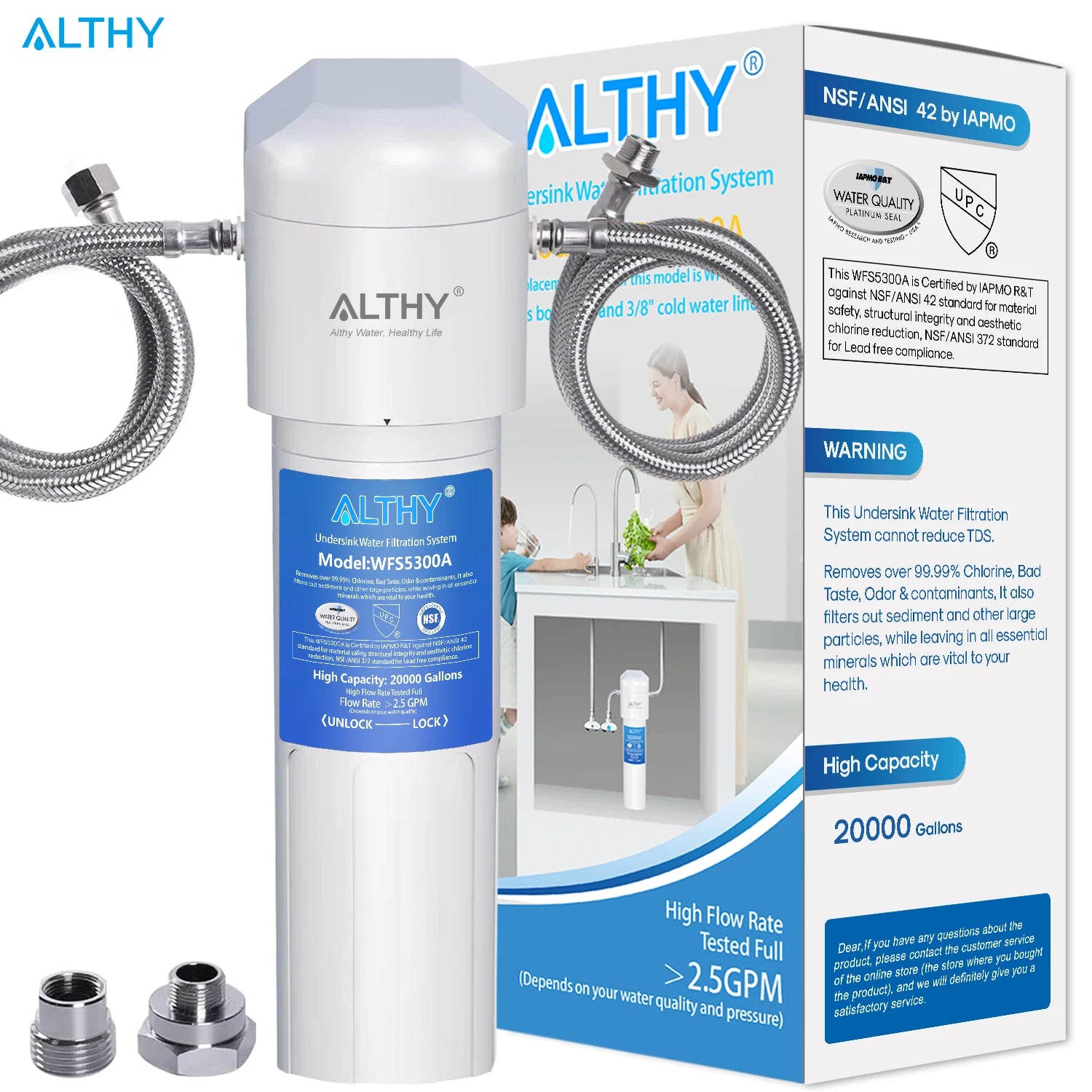 ALTHY Under Sink Drinking Water Filter Purifier -NSF/ANSI Certified Direct Connect Under Counter Drink Water Filtration System.