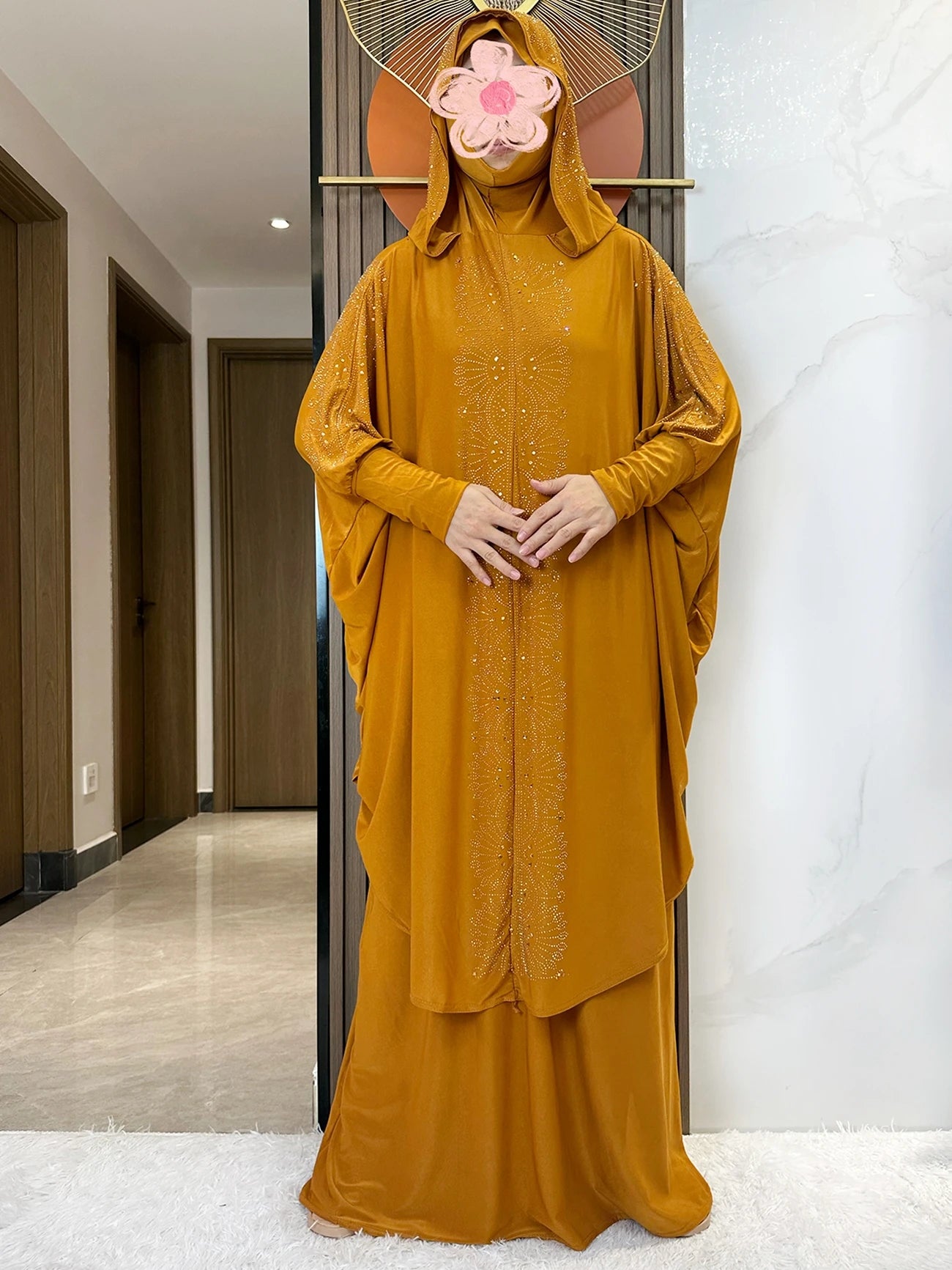 New Two Piece Set Solid Jilbab Prayer Muslim Abaya Set Women Prayer Garment Dress Hijab Long Khimar Skirt Sets Islamic Ramadan.