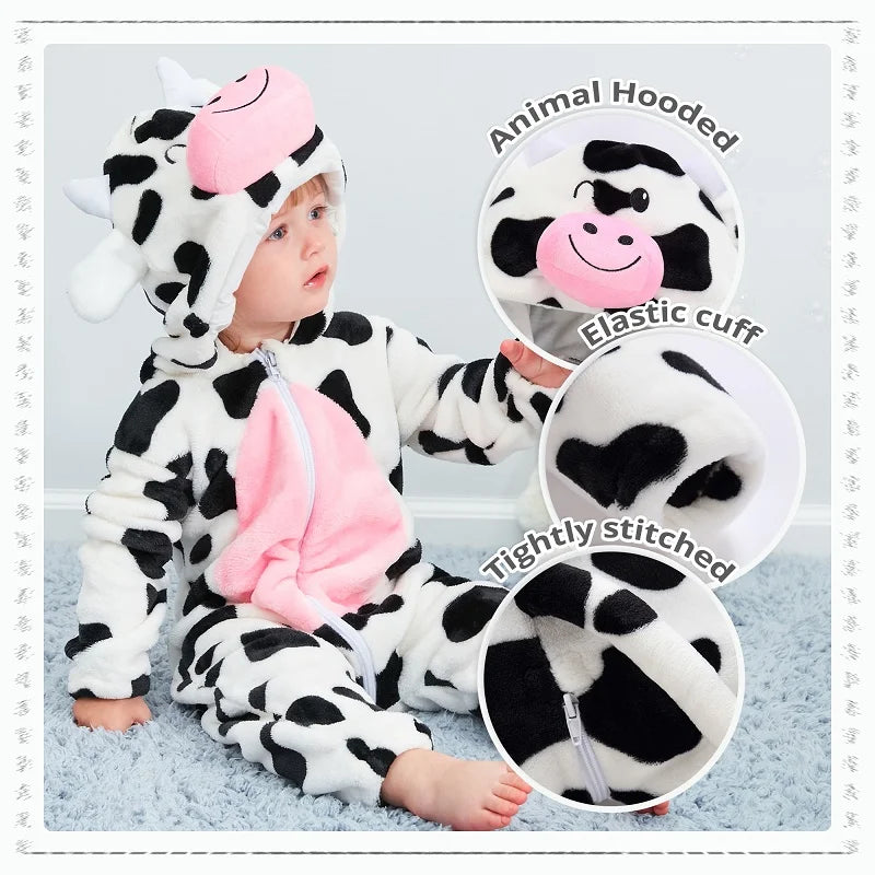 MICHLEY Winter Baby Strampler Mit Kapuze Flanell Cosplay Kleinkind Infant Kleidung Insgesamt Bodys Overall Kostüm Für Kinder Mädchen Junge