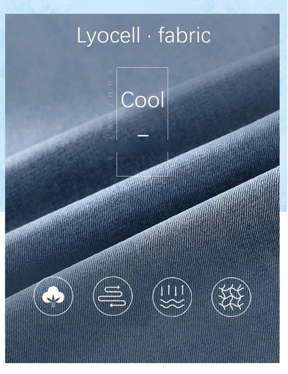 Summer Thin Men's Jeans Lyocell Fabric Soft Breathable Straight Denim Pants Brand Man Elastic Ice Silk Casual Trousers Grey Blue.