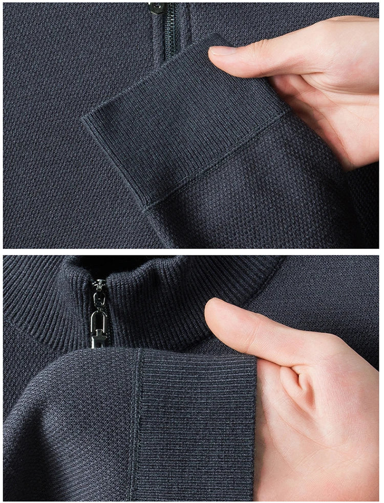 High Quality Velvet Thickening Sweater Bottoming Shirt, Men's Half Zip Pullover, Casual Loose New Warm T-shirt, Knitwear