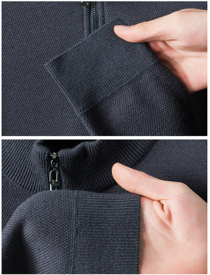 High Quality Velvet Thickening Sweater Bottoming Shirt, Men's Half Zip Pullover, Casual Loose New Warm T-shirt, Knitwear