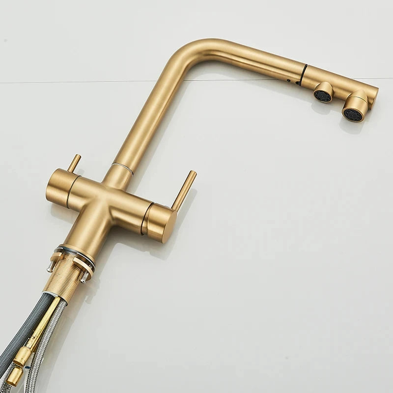 Pulling Filter Kitchen Faucet Hot & Cold Water Mixer Dual Mode Filtration Purification Kitchen Sinks 360 Rotation