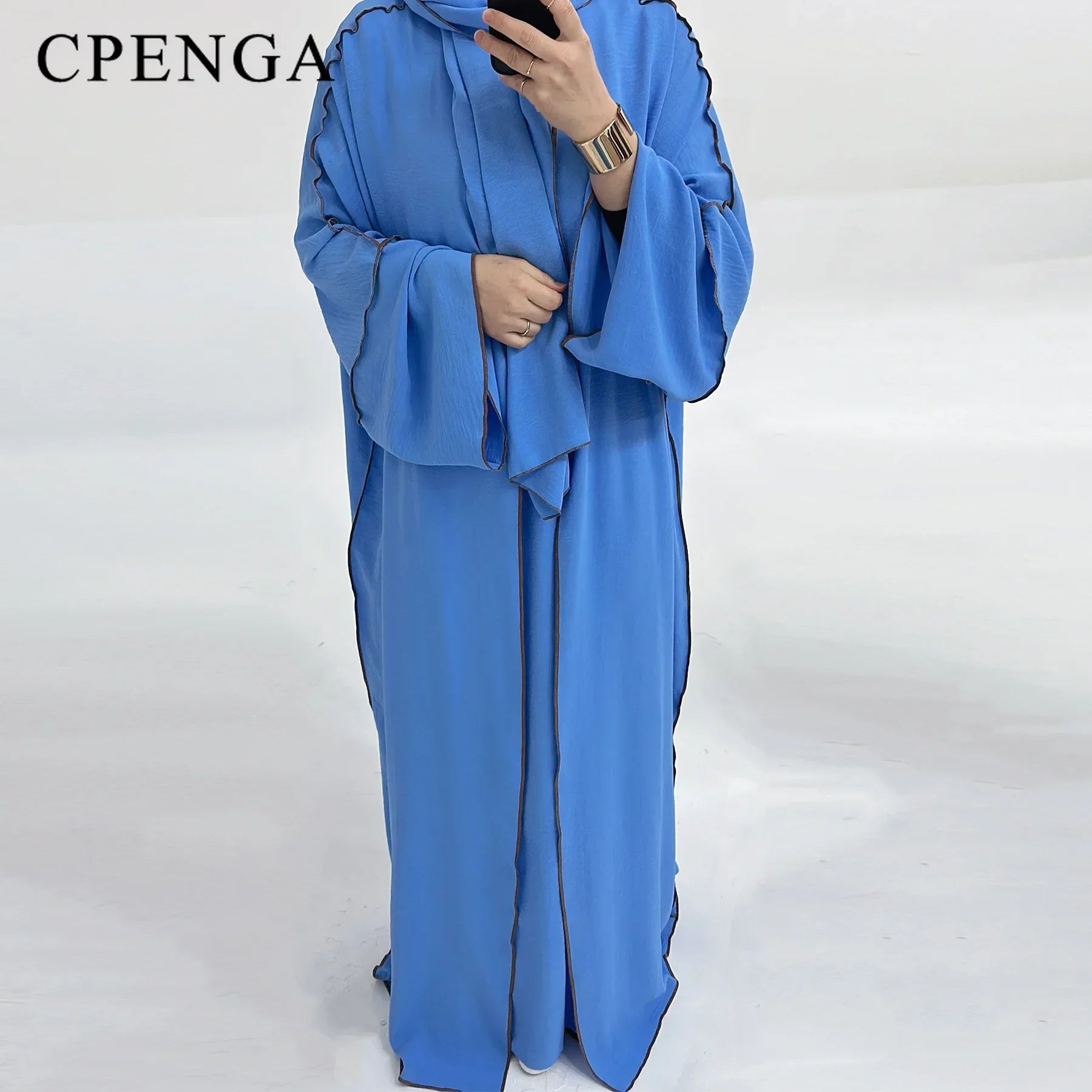 Muslim Abaya3 Pieces Dress for Women Arab Plain Hijab Ramadan Islamic.