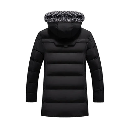 Male Solid Cotton Outwear Coats Men's Thick Fleece Winter Jacket Fashion Fur Hooded Warm Cooton Parka Windbreaker Plus Size 6XL.
