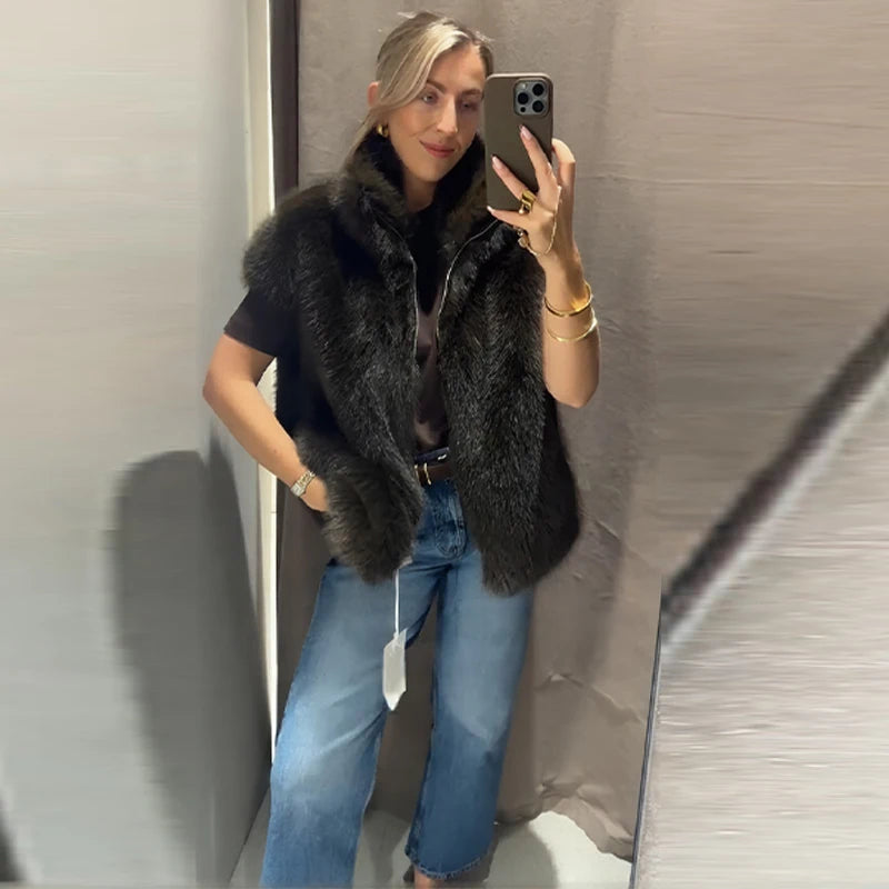 Chic Faux Pelz frauen Mäntel Elegante Revers Binden Gürtel Verdicken Volle Hülse Weibliche Jacken 2025, Herbst Winter Neue dame Streetwears