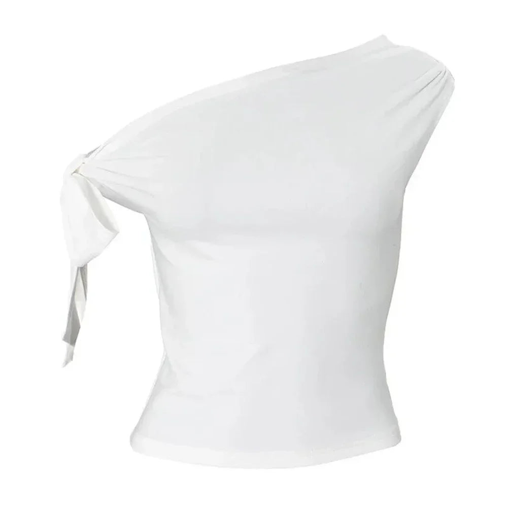 Vacation Styles One-Shoulder Cropped Top Womens Slim Fit Women One Shoulder Top Applicable For Vacation Brand New Condition.