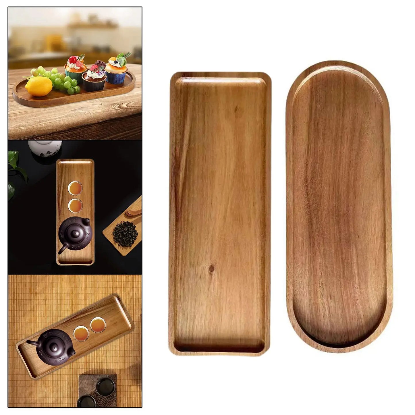 Wooden Plate Wooden Tray,Counter Organizer Modern Appetizers Tray Food Tray Snack Plate for Home Centerpiece Bathroom Kitchen.