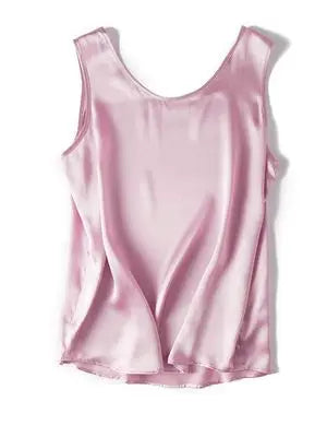 SuyaDream. Damen Basic Cozy Tanks, 100 % echte Seide, O-Ausschnitt, ärmelloses, schickes T-Shirt, 2025, solide Sommerwesten, Weiß, Rosa, Beige