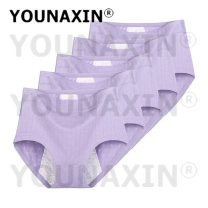 5 Pieces Women Menstrual Period Underwear Big Size Briefs Lingerie Undies Cotton Large High Waist Panties XL 2XL 3XL 4XL 5XL 6XL.