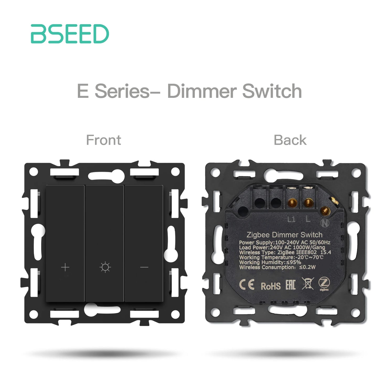 BSEED Zigbee-Schaltmodule Smart Click Lichtschalter Teile Schwarzer Glasrahmen DIY Kombination Wandsteckdosen USB-Anschluss E-Serie.