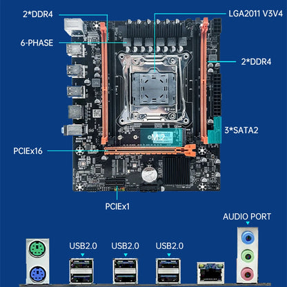 SOYO Computer Components X99 Motherboard Set With LGA2011-3 Xeon E5 2650 V3 CPU DDR4 16GB (2*8GB) 2133MHZ RAM Memory Desktop PC.