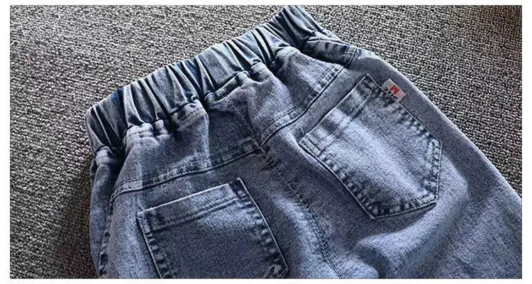 2024 Autumn Winter Boys Jean Set Jacket New Cowboy Jeans Suit Jacket Handsome Children Clothing