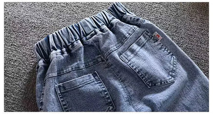 2024 Autumn Winter Boys Jean Set Jacket New Cowboy Jeans Suit Jacket Handsome Children Clothing