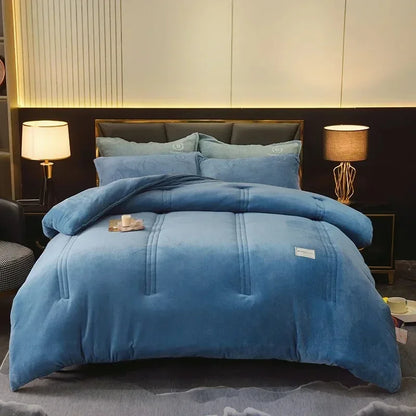 Winter Quilt Blanket Double Sided Velvet Lamb Cashmere Double Bed Quilts King Queen Full Size Bed Duvet Thicken Comforter Core