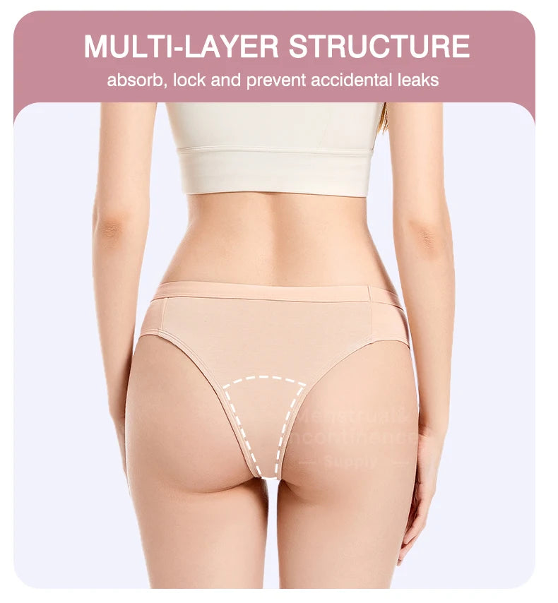 Bikini Menstrual Panties Eco-friendly Reusable Breathable Leakproof Period Underwear for Women Bamboo Fibre.