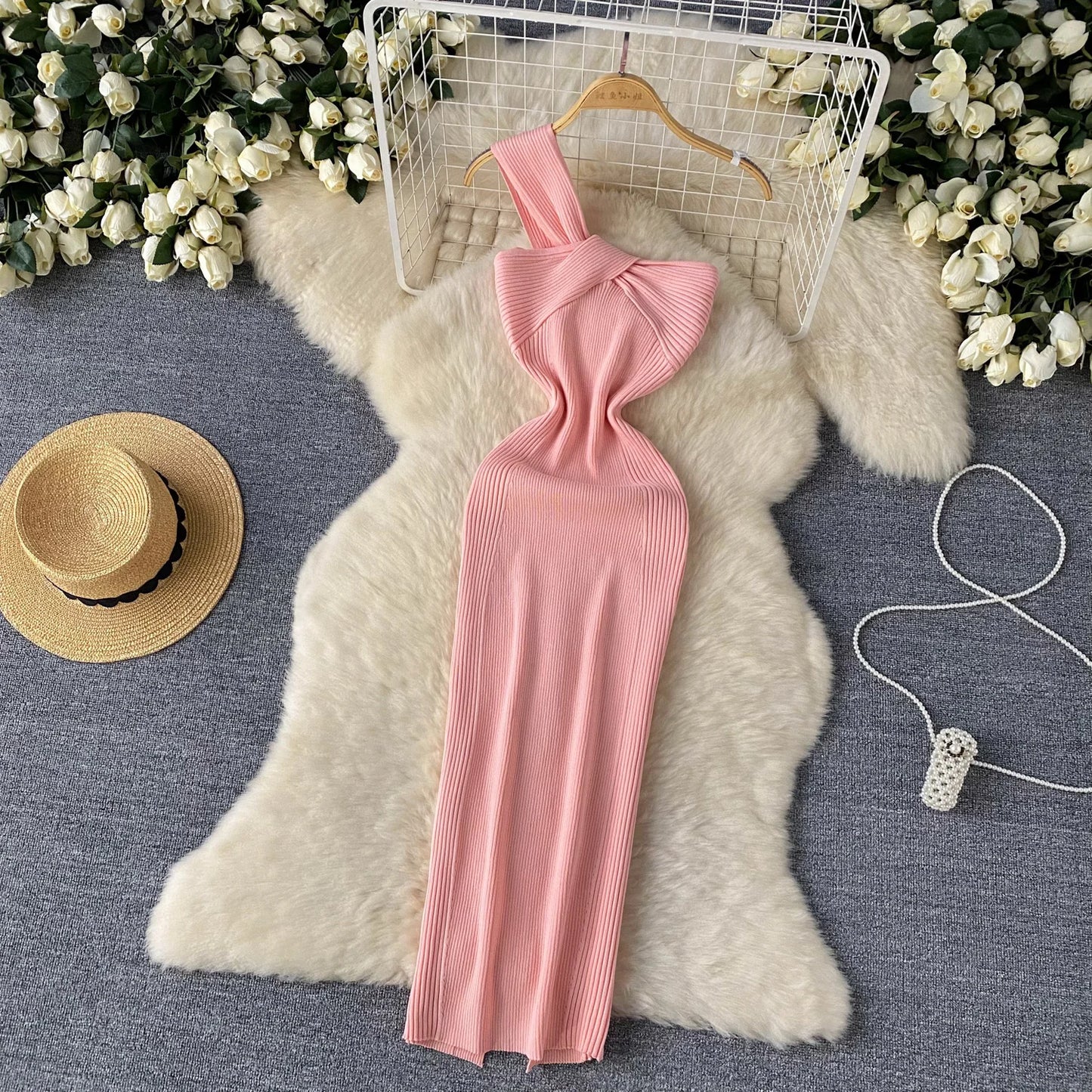 SINGREINY Einzelnen Schulter Tinte Stricken Kleid Backless Tank Gestreiften Schlank Bodycon Sommerkleid Frauen Sommer Beachwear Sexy Chic Vestidos